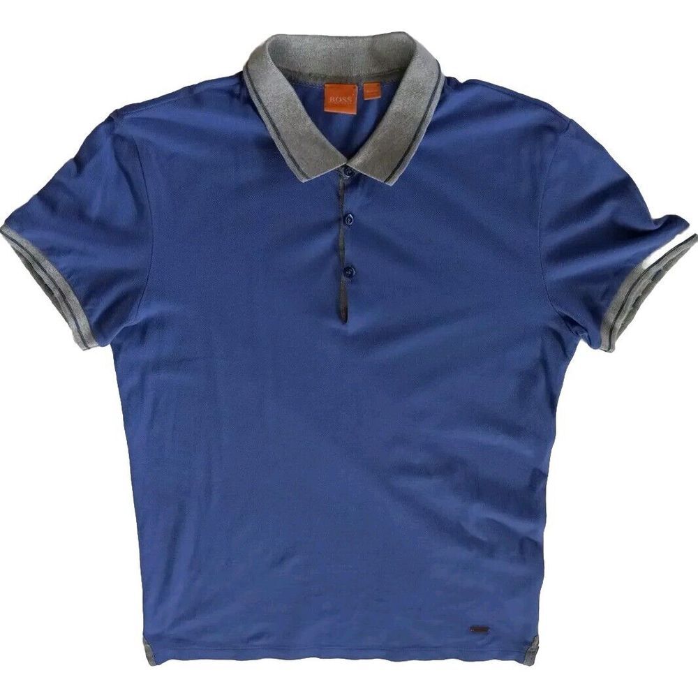 Boss Hugo Orange Women's Medium Buttons Up Knit Royal Blue Polo